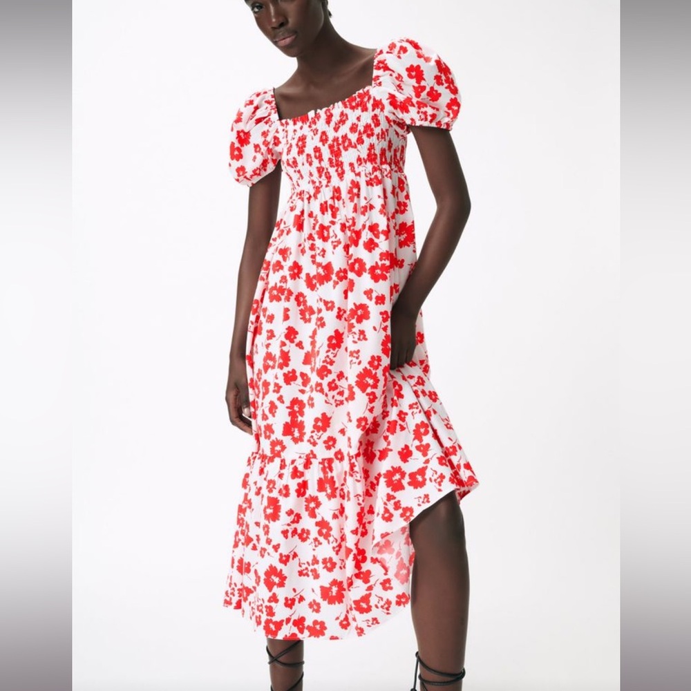 Red & White Floral Maxi Dress